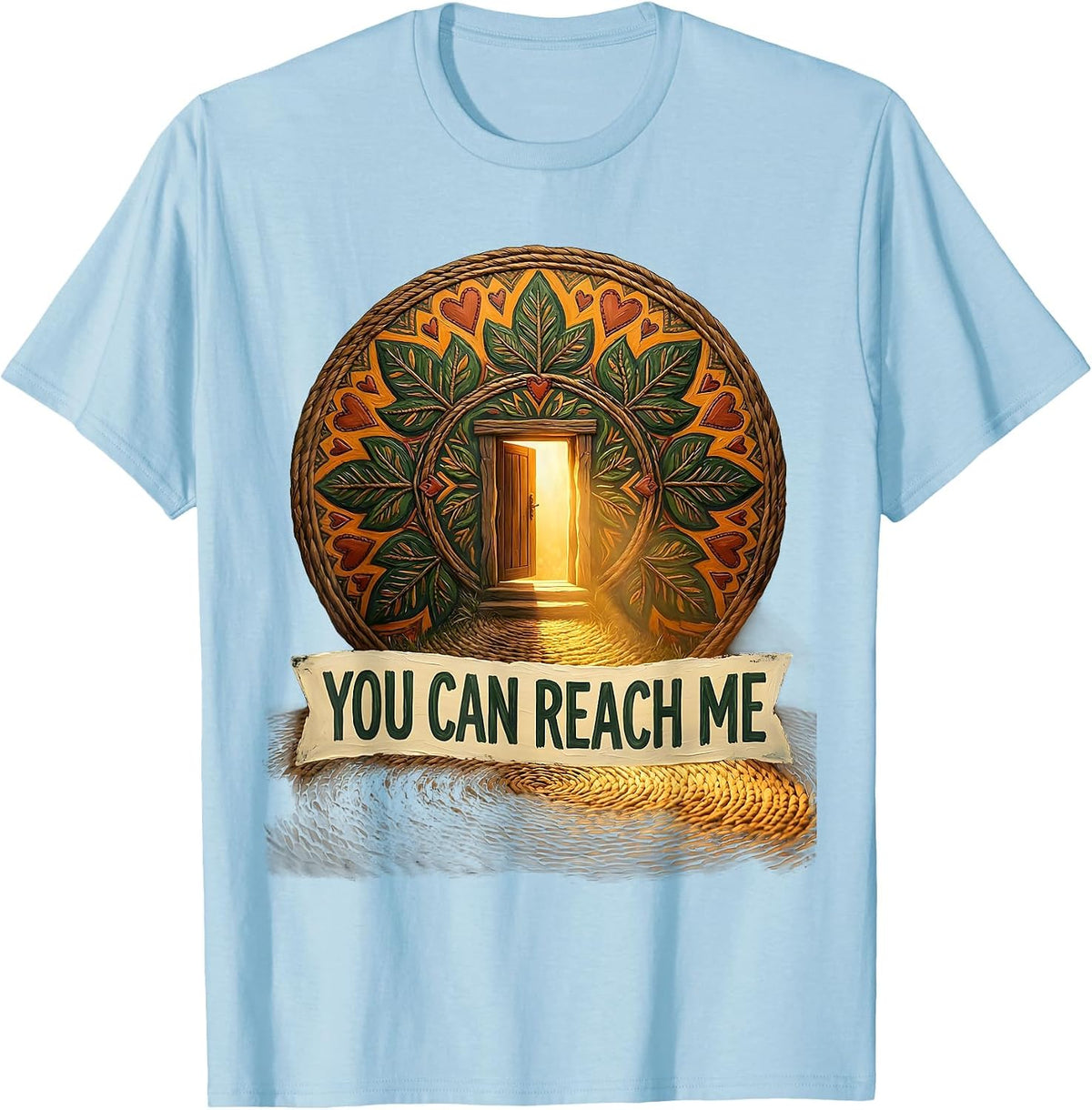 Men's You Can Reach Me Folk Art School Counselor Student Support T-Shirt - Baby Blue