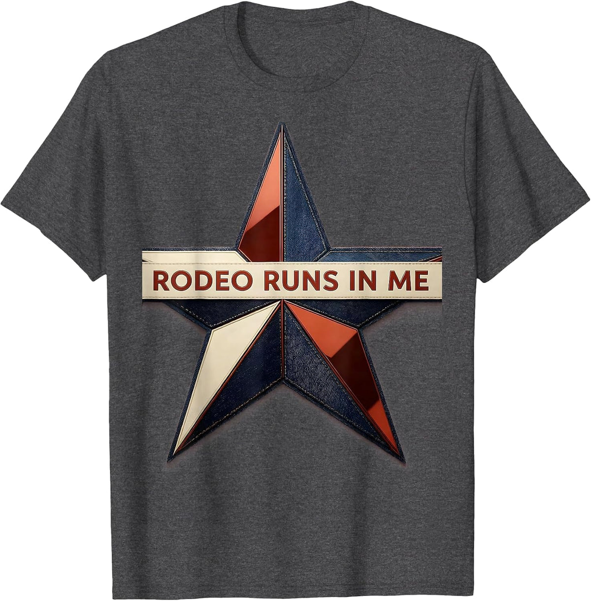 Men's Rodeo Runs In Me Western Cowgirl Design T-Shirt - Dark Heather Grey