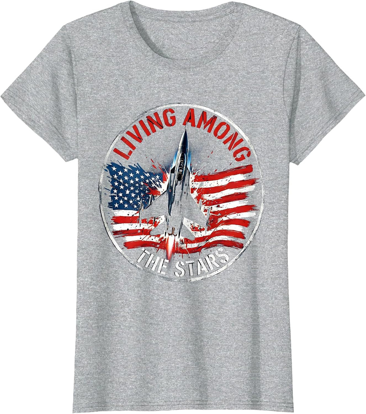 Living Among the Stars Galaxy Cosmic Design T-Shirt - Heather Grey