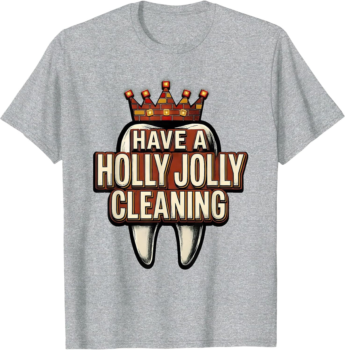 Men's Have a Holly Jolly Cleaning Funny Dentist Christmas Dental T-Shirt - Heather Grey