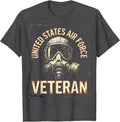 Men's United States Air Force Veteran Distressed Pilot Oxygen Mask T-Shirt - Dark Heather Grey