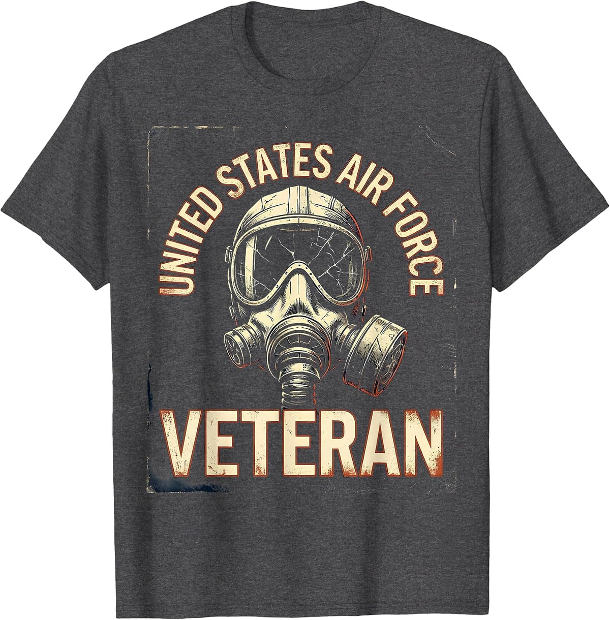 Men's United States Air Force Veteran Distressed Pilot Oxygen Mask T-Shirt - Dark Heather Grey