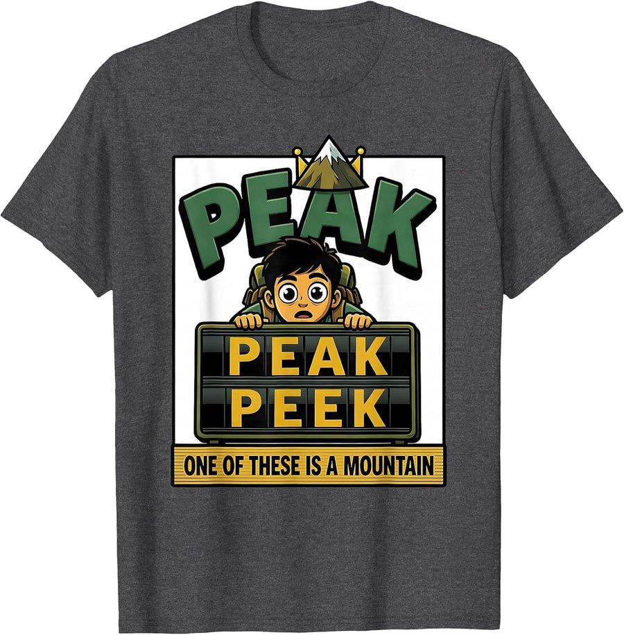 Men's Peak Peek One Of These Is A Mountain Funny Grammar Teacher T-Shirt - Dark Heather Grey