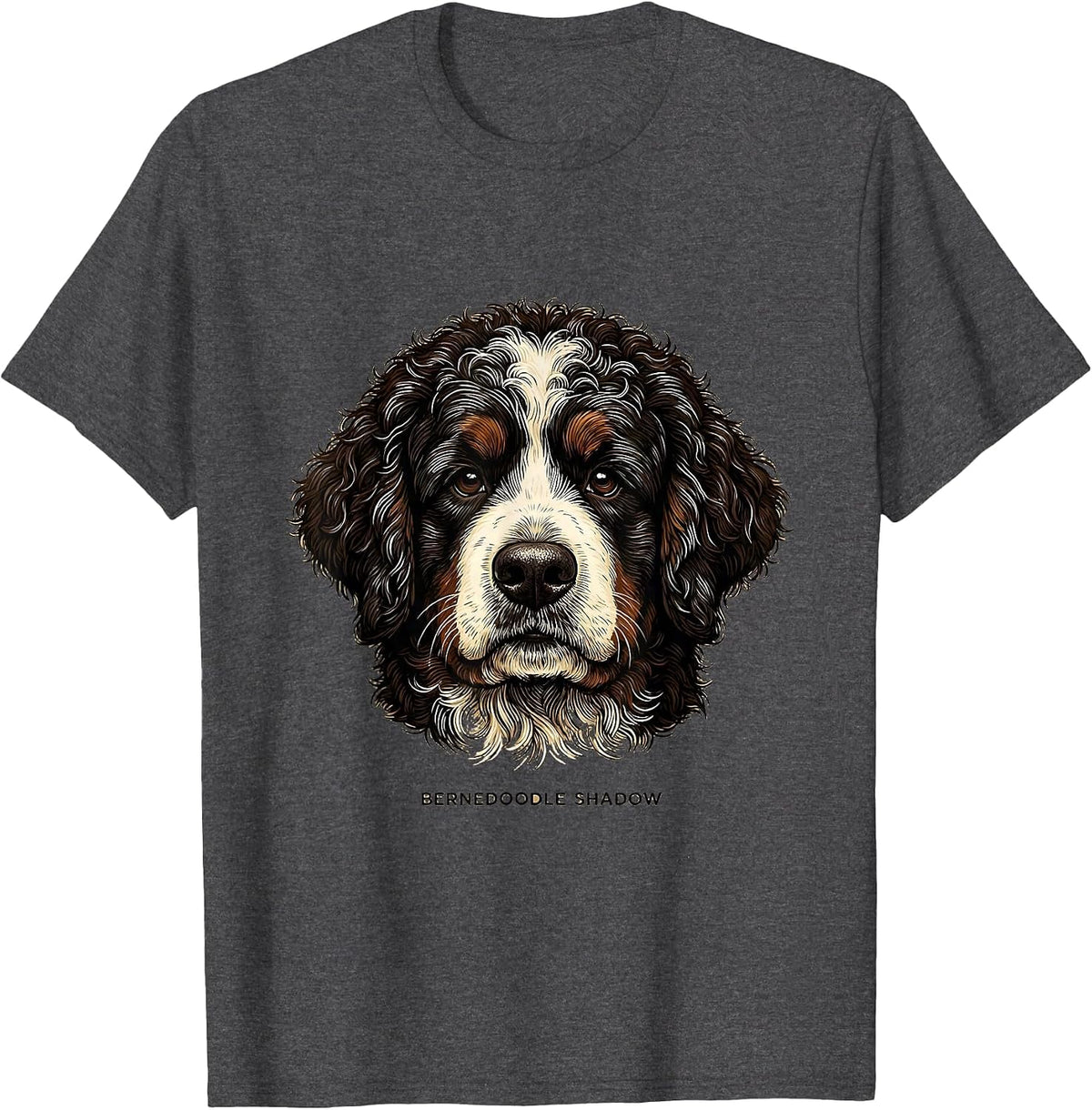 Men's Bernedoodle Shadow Funny Bernese Mountain Dog Owner Breed T-Shirt - Dark Heather Grey