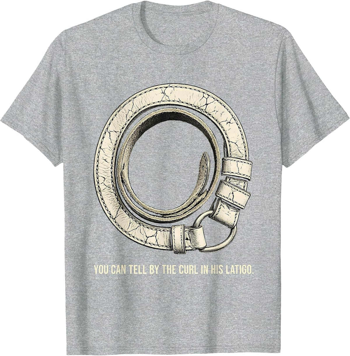 Men's You Can Tell By The Curl In His Latigo Boho Western Glam T-Shirt - Heather Grey