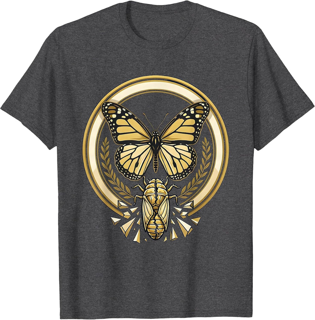 Men's School Counselor Butterfly Chrysalis Transformation T-Shirt - Dark Heather Grey