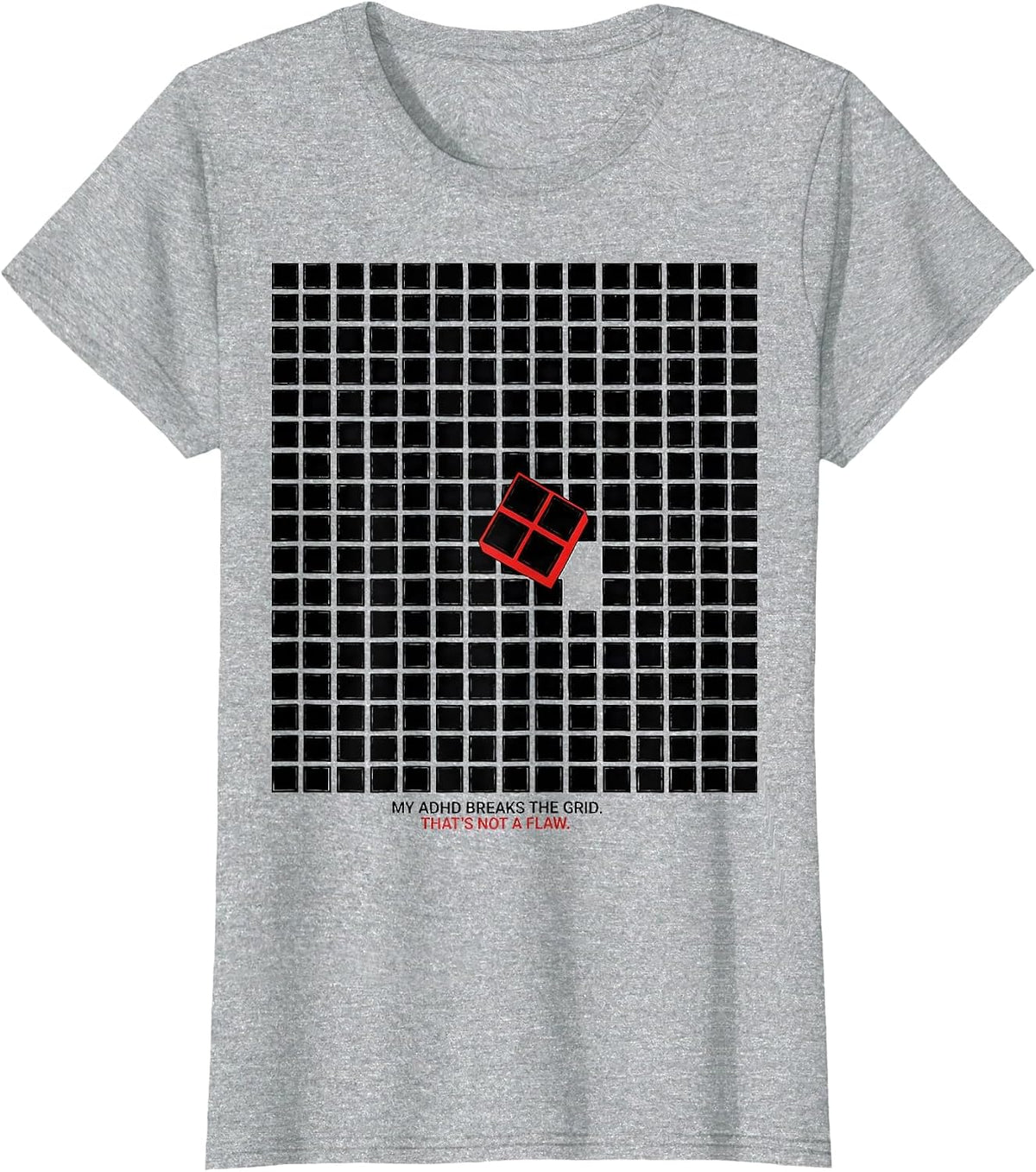 My ADHD Breaks The Grid Funny ADHD Gamer Neurodiversity T-Shirt - Heather Grey