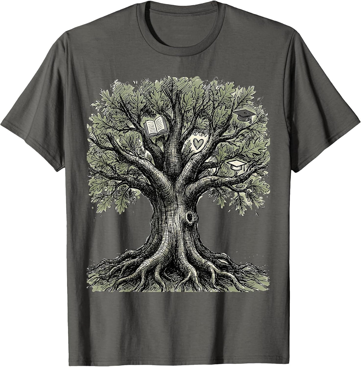 Men's School Counselor Tree Deep Roots Wide Canopy T-Shirt - Asphalt Grey