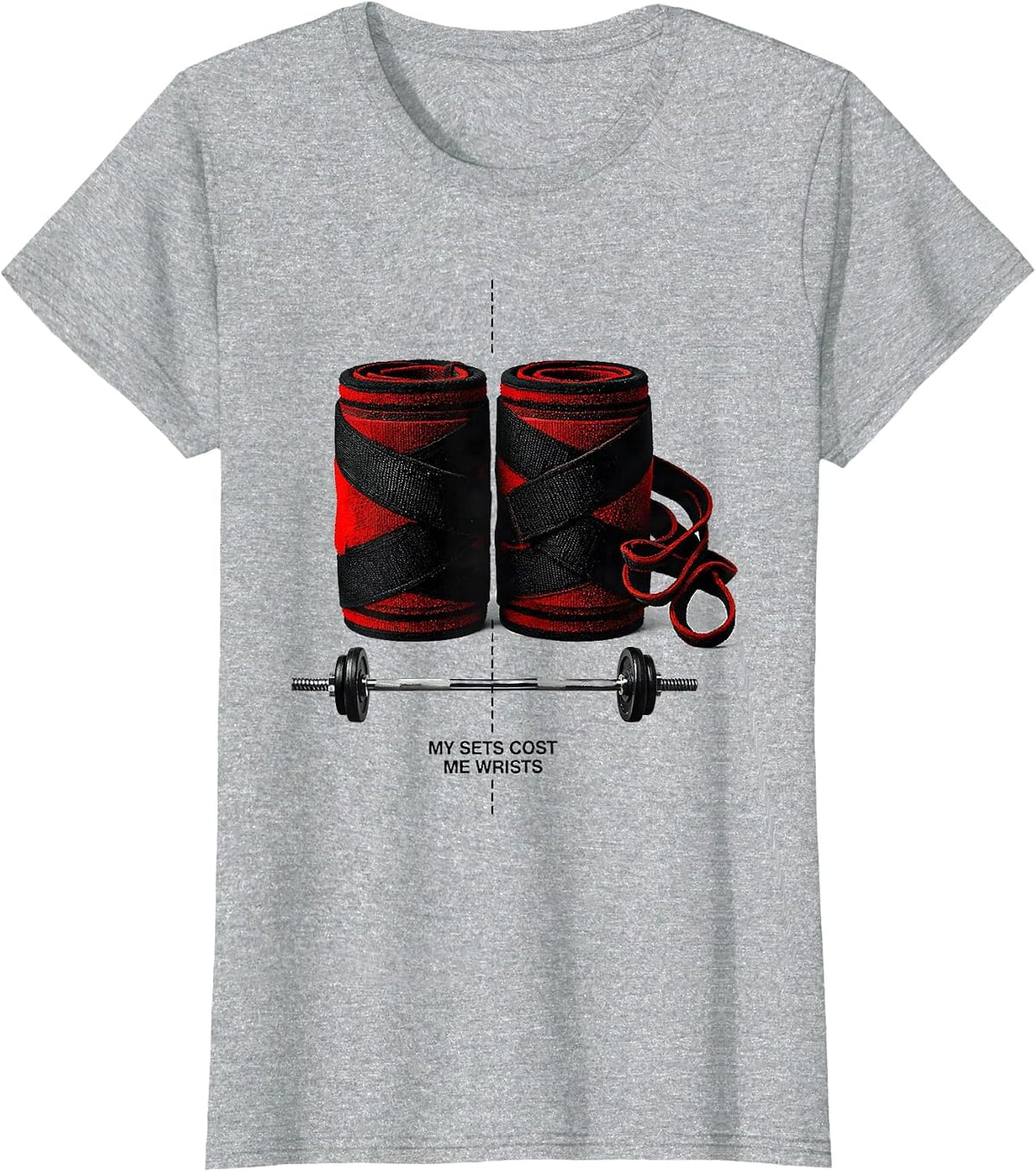 Women's My Sets Cost Me Wrists Funny Gym Workout Weightlifting T-Shirt - Heather Grey