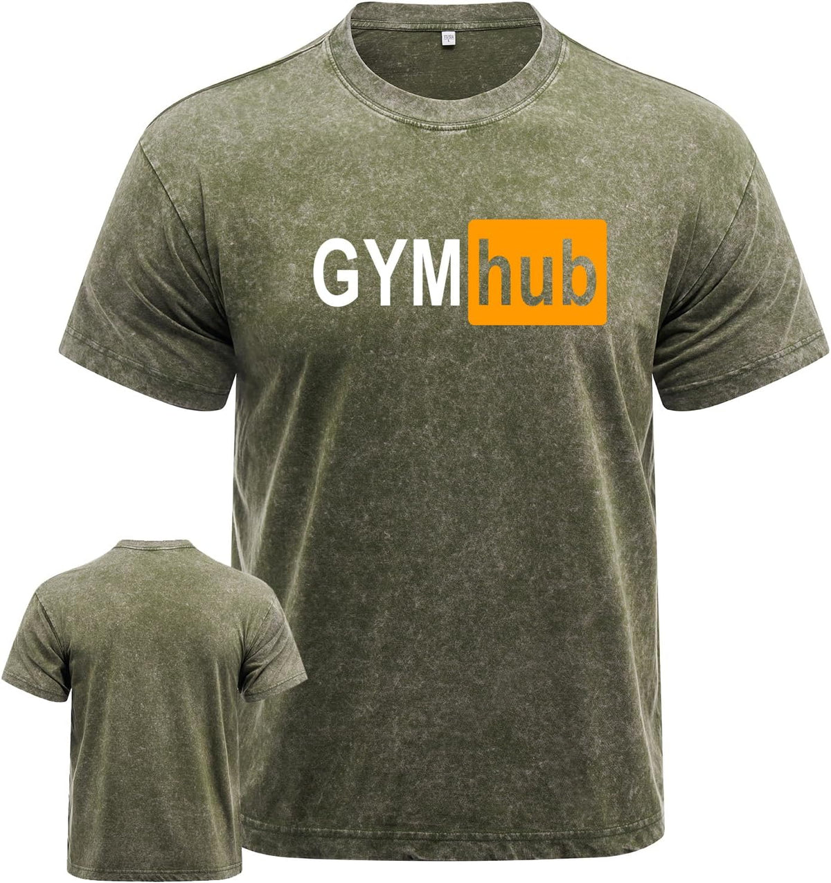 IRON PANDA Gym Hub Washed Gym Shirt for Men Distressed Workout T-Shirt - Soft Cotton Fitness Tee for Training, Running -