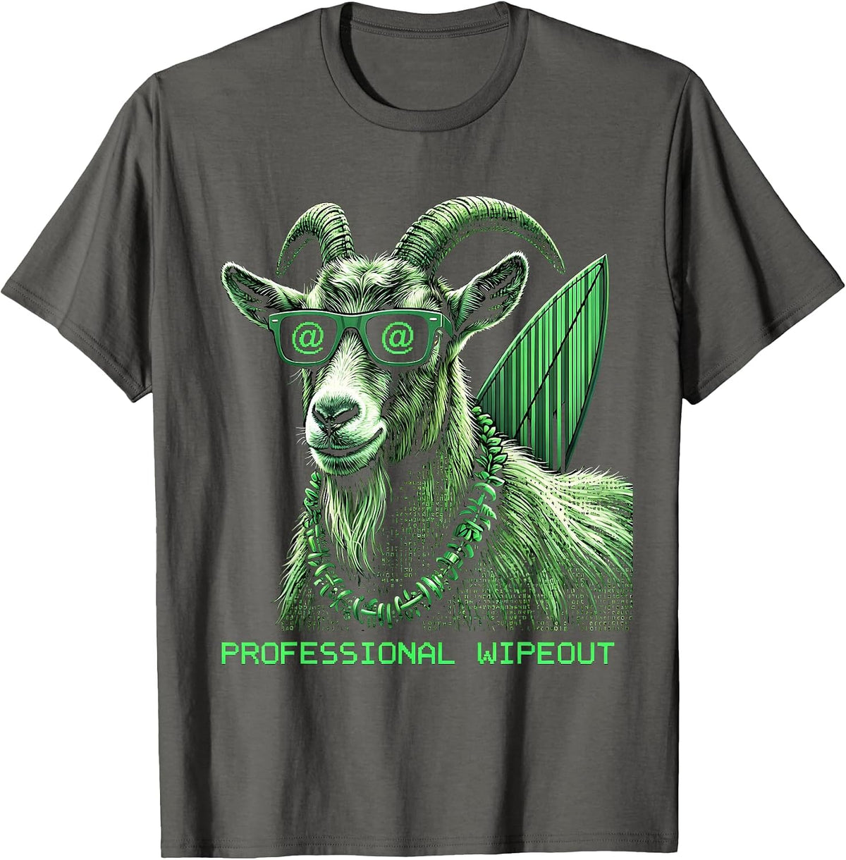 Professional Wipeout Funny Surfing Goat Hawaiian Summer T-Shirt - Asphalt Grey