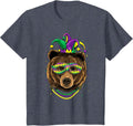 Bear Animal Lover Cute Mardi Gras Carnival Jester T-Shirt, Youth, Heather Blue, 4T - As Pictured