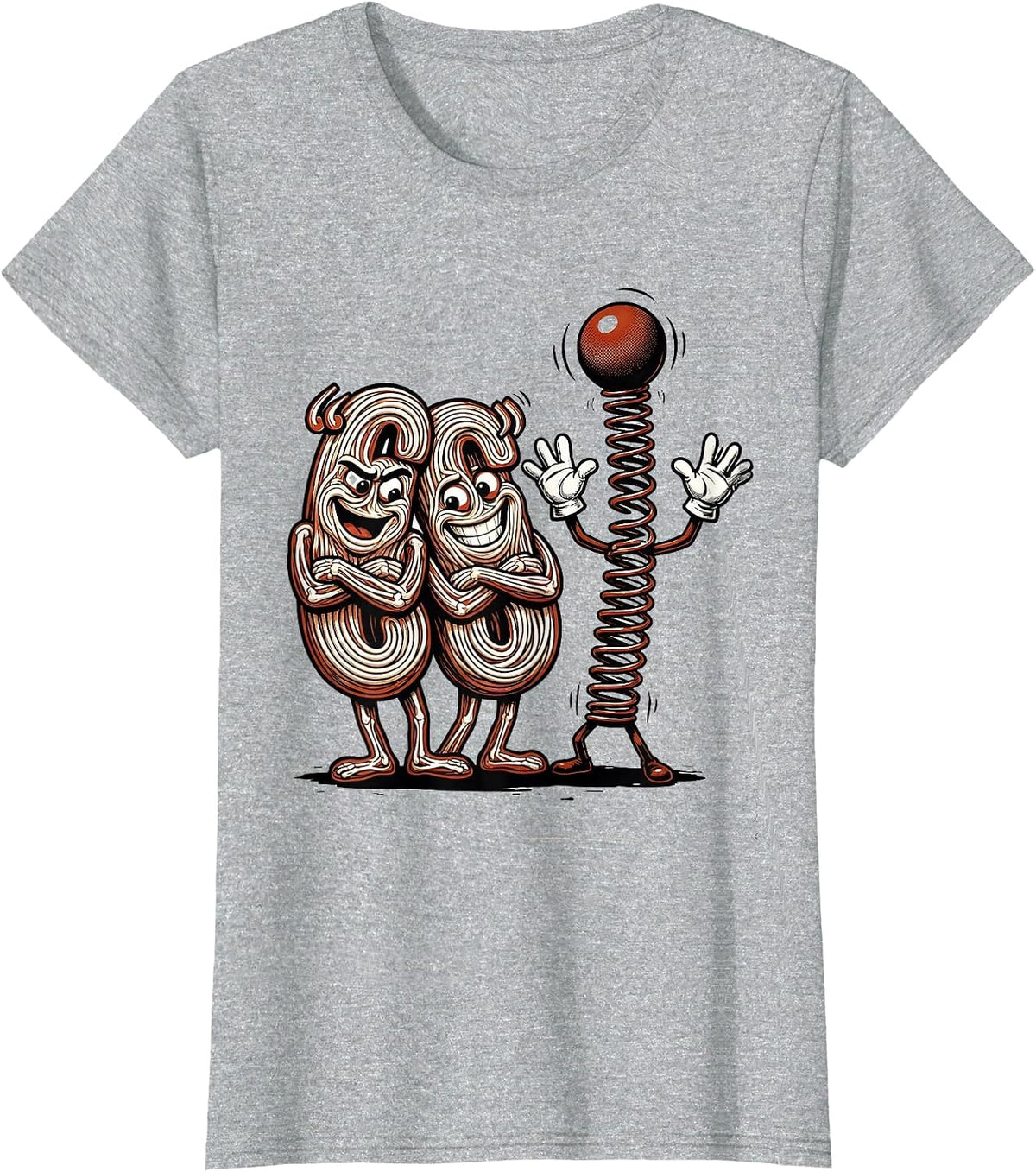Women's Curled Quotes Exclamation Mark Retro Cartoon Grammar Teacher T-Shirt - Heather Grey