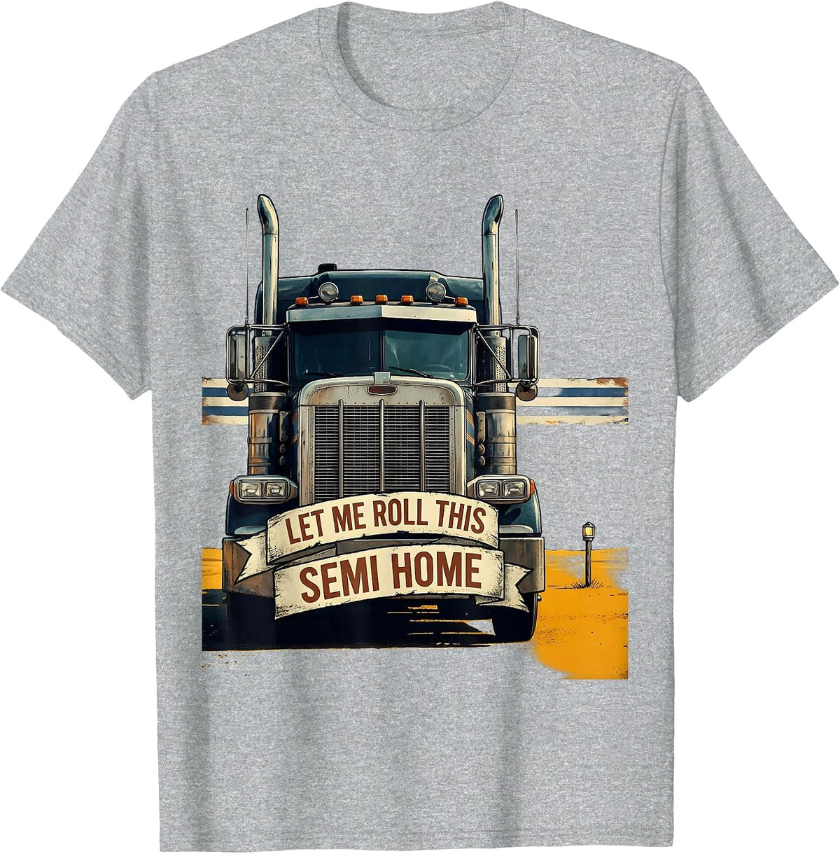 Men's Let Me Roll This Semi Home Vintage Trucker American Flag T-Shirt - Heather Grey