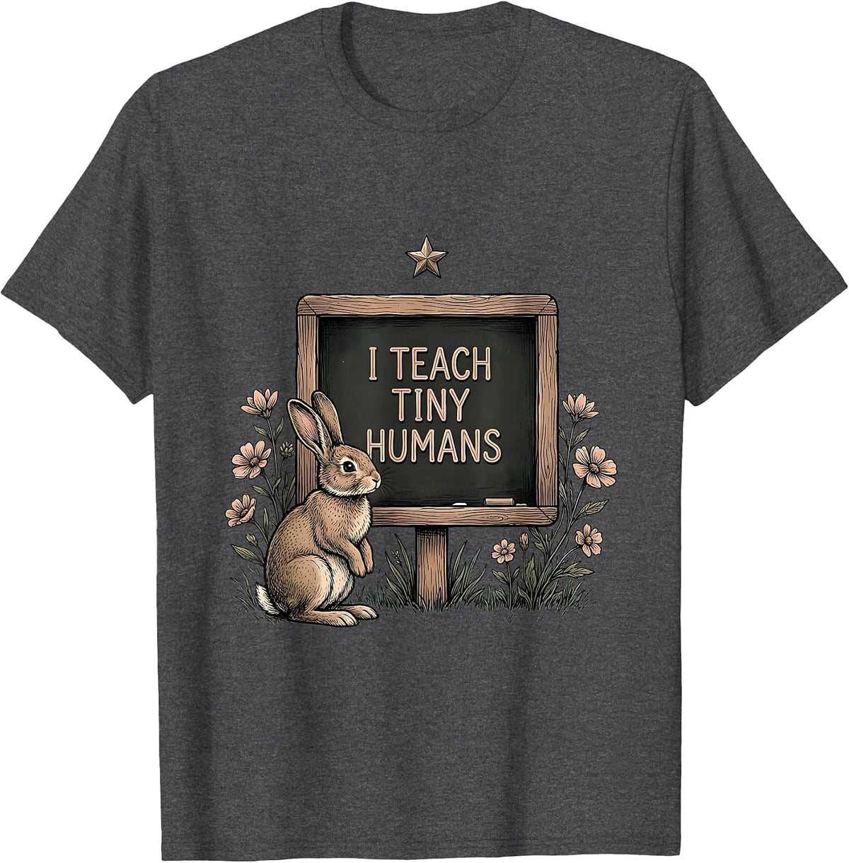 I Teach Tiny Humans 2nd Grade Teacher Design T-Shirt - Dark Heather Grey