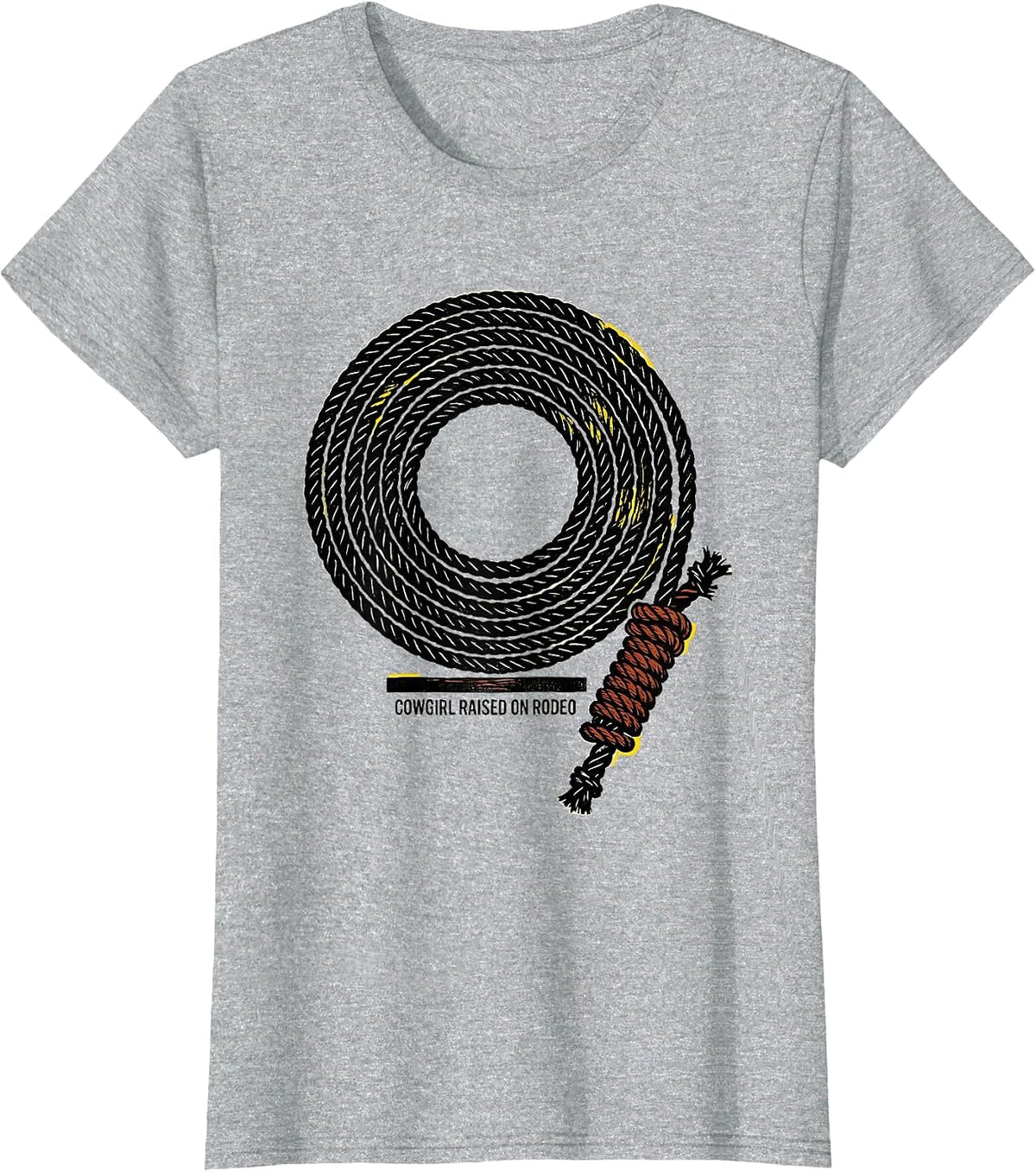 Cowgirl Raised On Rodeo Vintage Western Stencil Graphic T-Shirt - Heather Grey