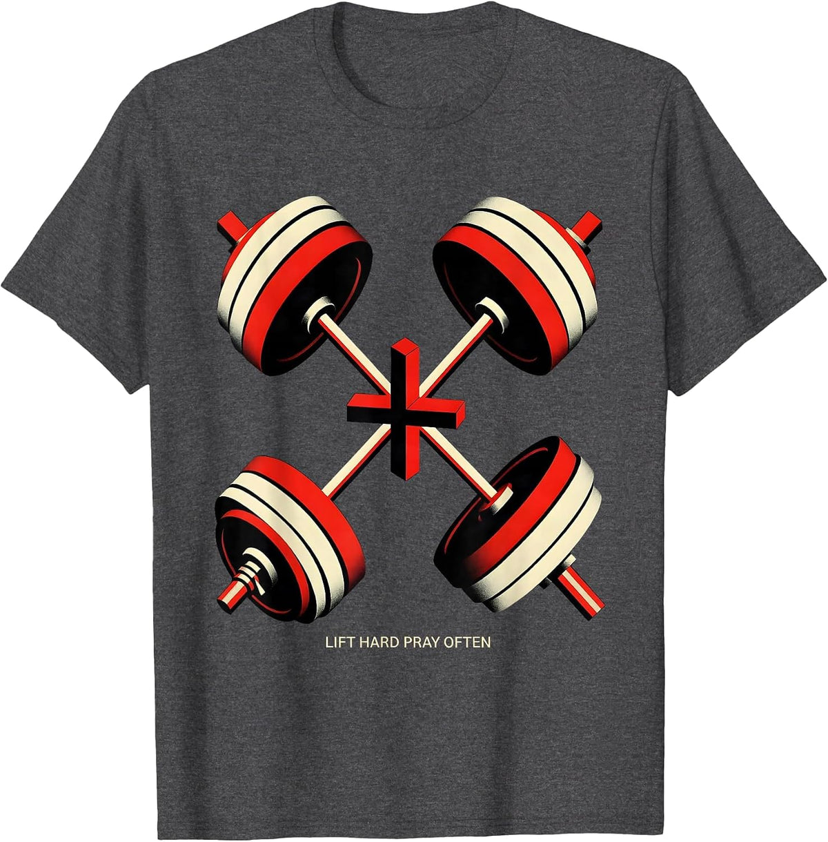 Men's Lift Hard Pray Often Constructivist Christian Gym T-Shirt - Dark Heather Grey