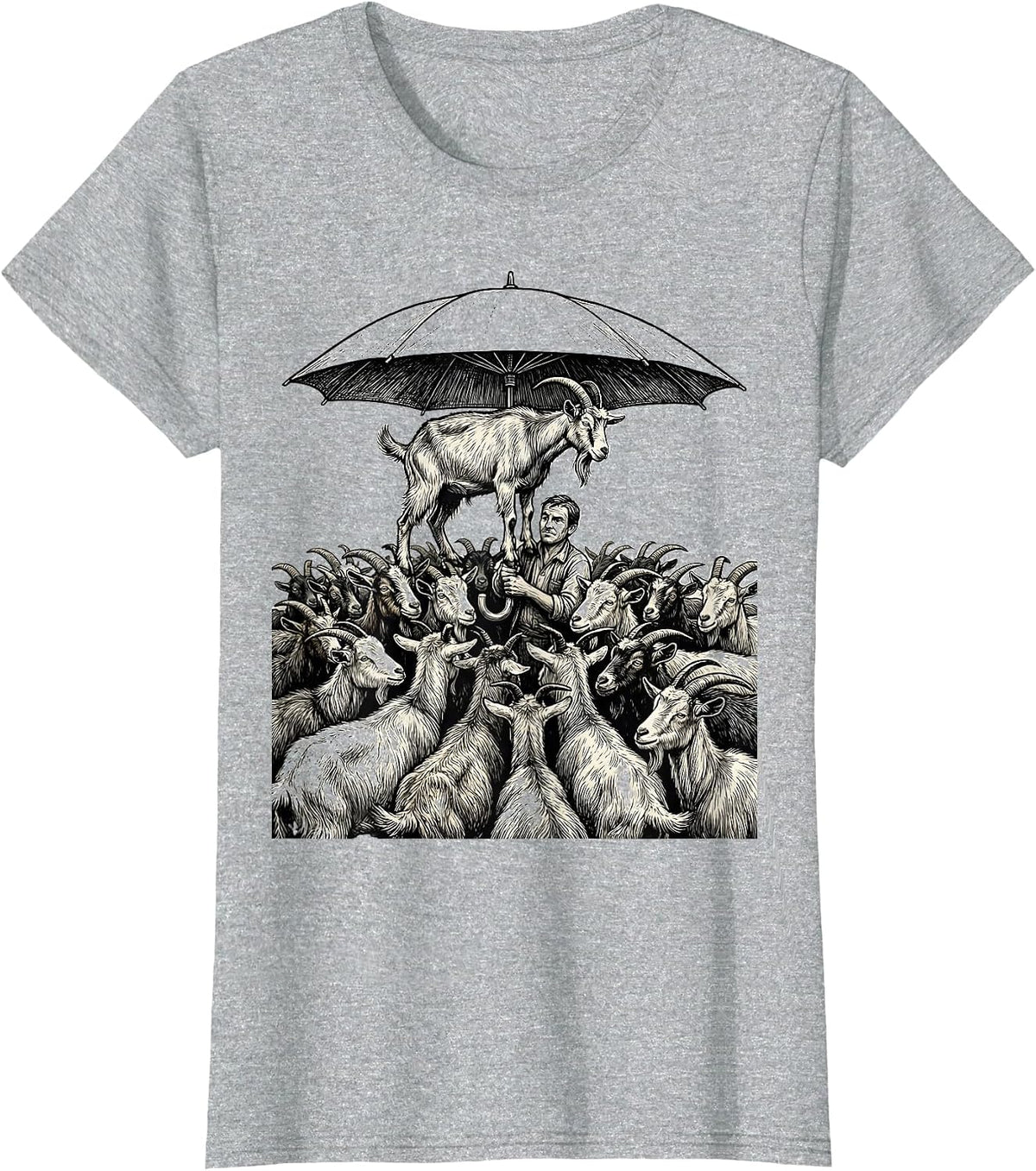 Women's Umbrella Keeper Farm Goat Humor Animal Lover Gift T-Shirt - Heather Grey