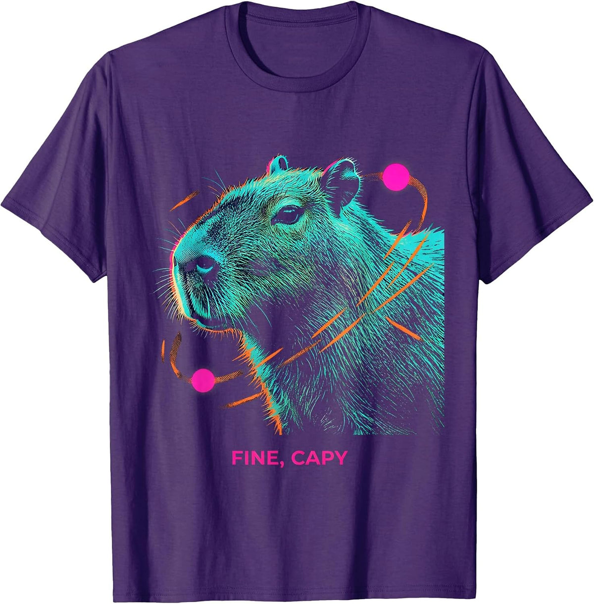 Men's Fine Capy Risograph Capybara Meme Humor Animal Lover Gift T-Shirt - Purple