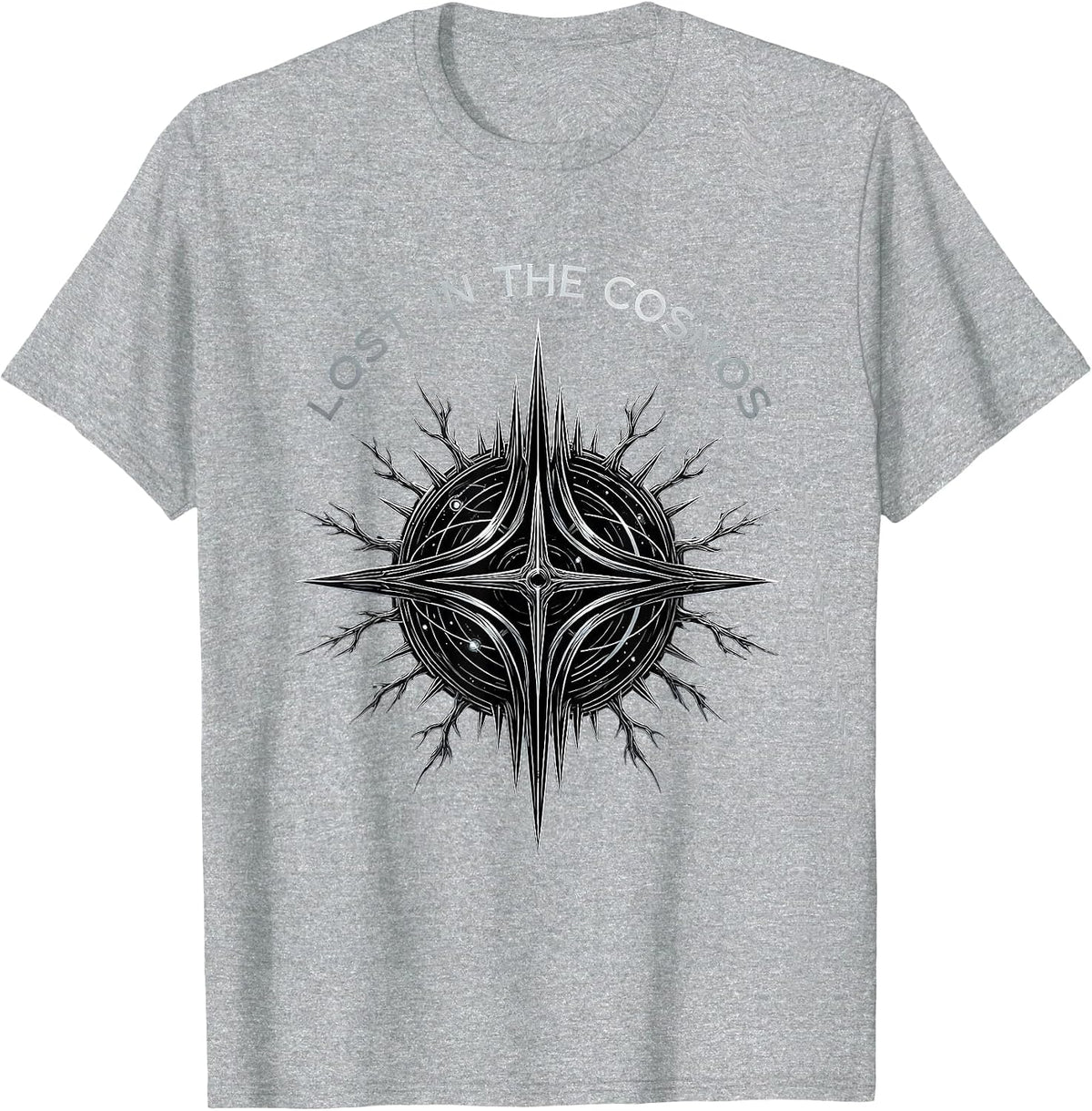 Men's Lost in the Cosmos Celestial Space Design T-Shirt - Heather Grey