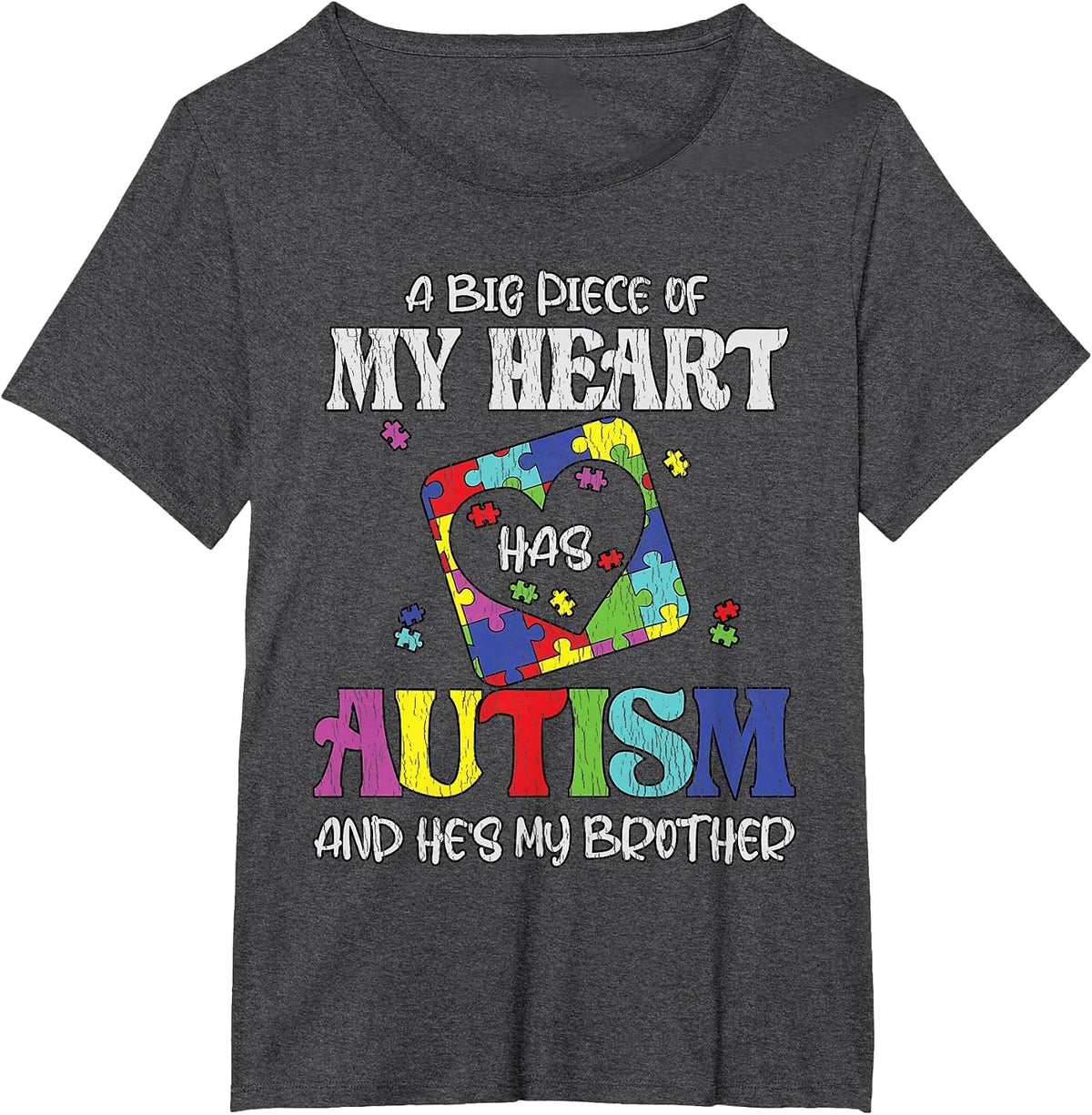 My Brother is Awesome Sister Autistic Kids Autism Awareness T-Shirt - Dark Heather Grey