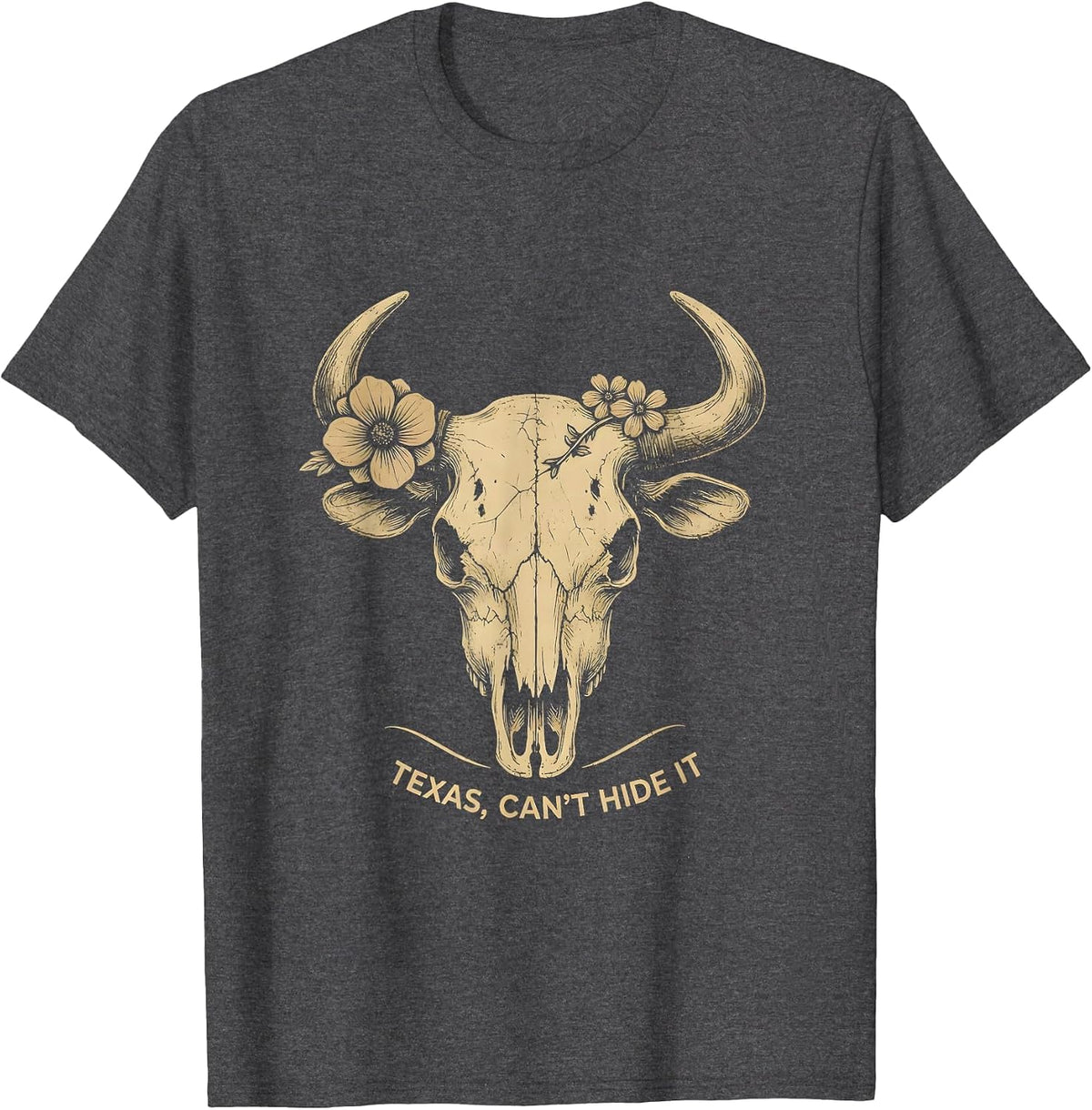 Texas, Can't Hide It Boho Western State Pride Cowgirl T-Shirt - Dark Heather Grey