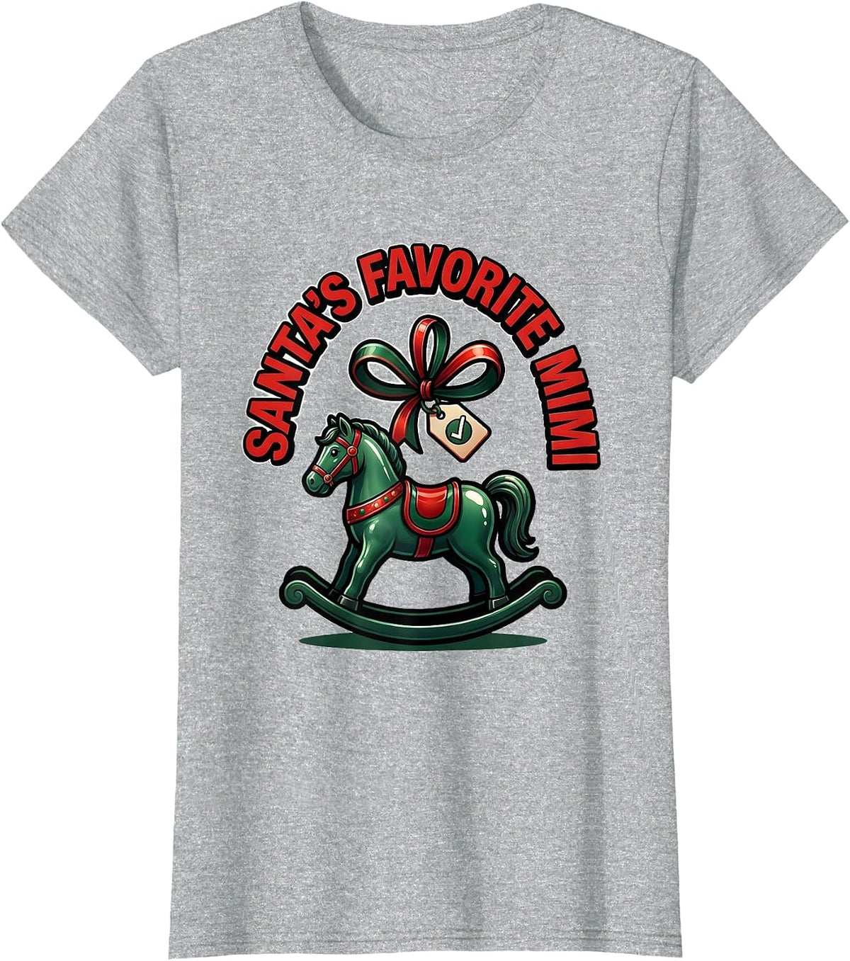 Women's Santa's Favorite Mimi Family Matching Christmas Pajama Role T-Shirt - Heather Grey