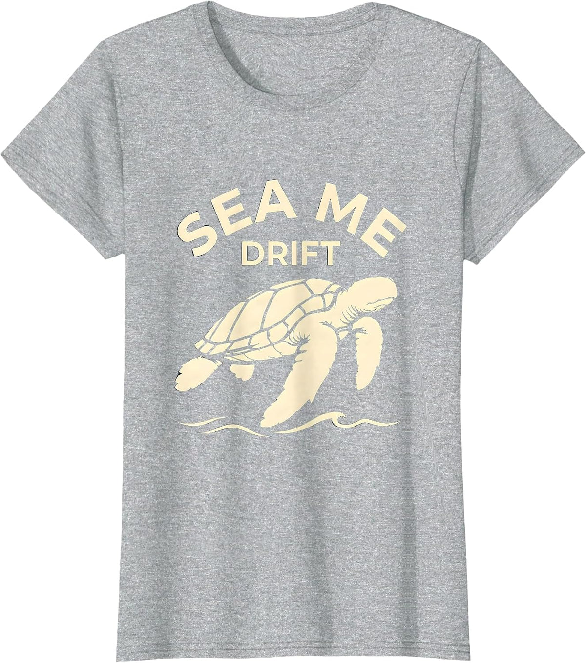 Women's Sea Me Drift Silhouette Sea Turtle Beach Vacation Souvenir T-Shirt - Heather Grey