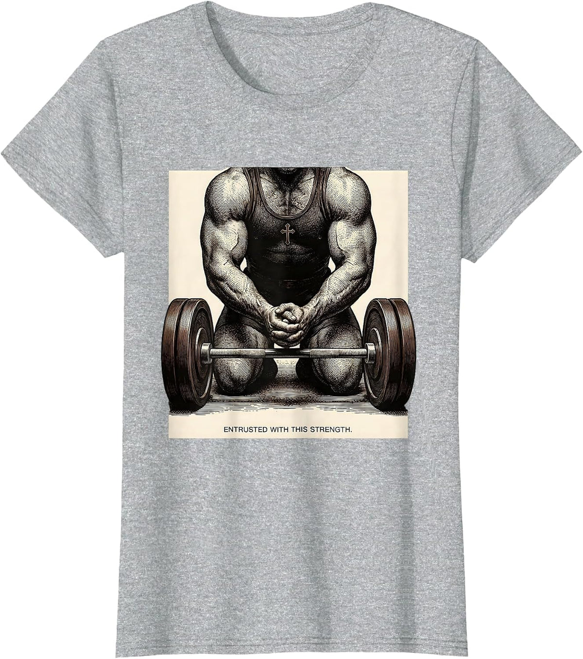 Entrusted With This Strength Christian Gym Faith Fitness T-Shirt - Heather Grey