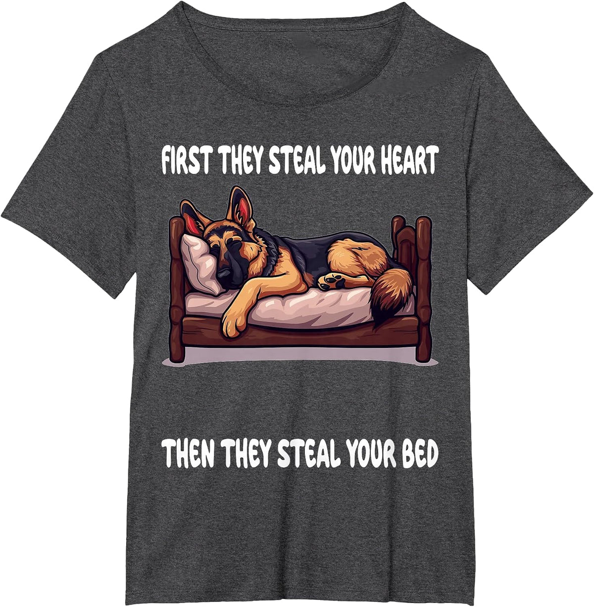 German Shepherd Sleeping Pajamas Nightgown T-Shirt - Dark Heather Grey