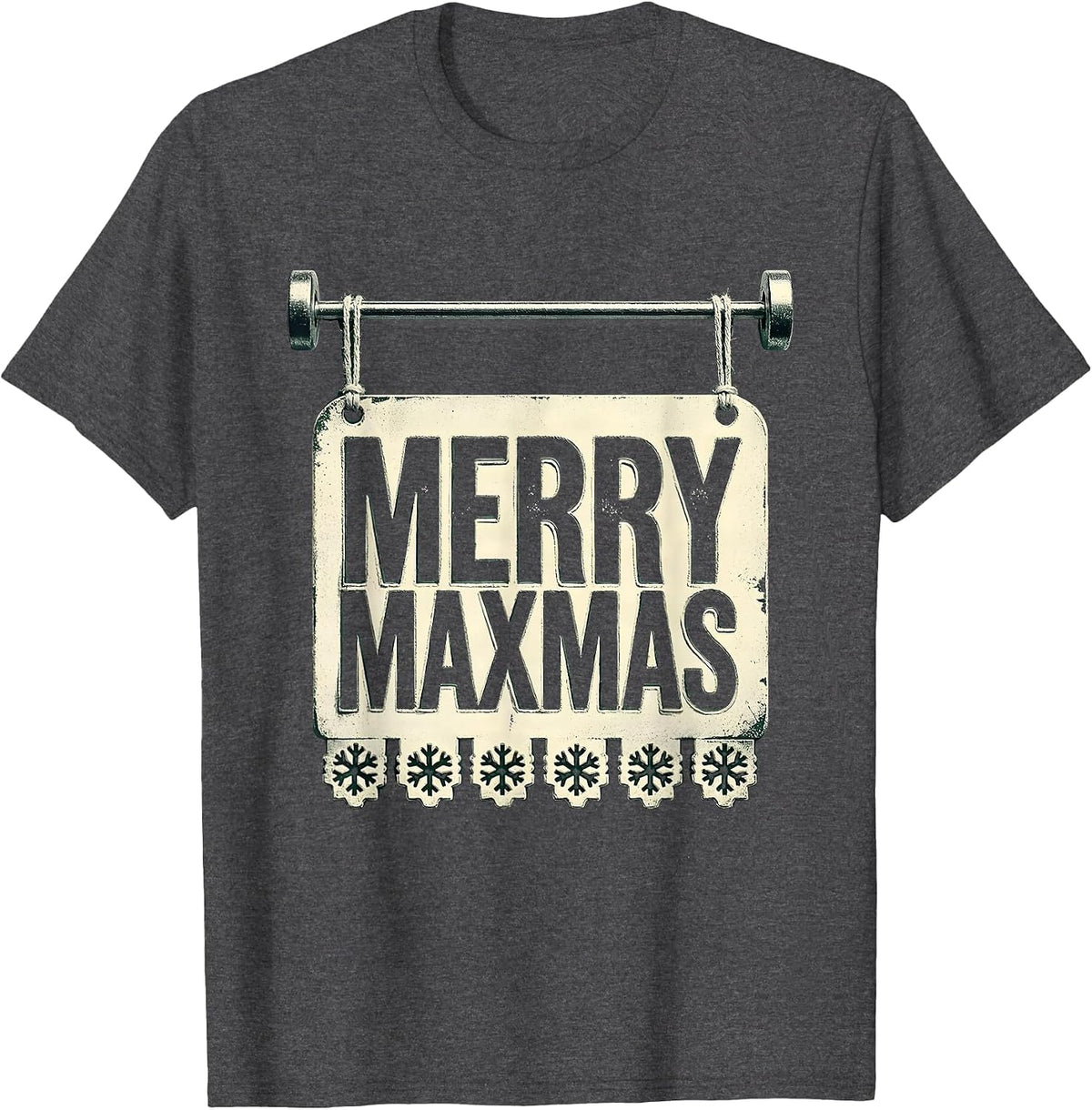 Men's Merry Maxmas Funny Christmas Gym Workout Fitness Gift T-Shirt - Dark Heather Grey