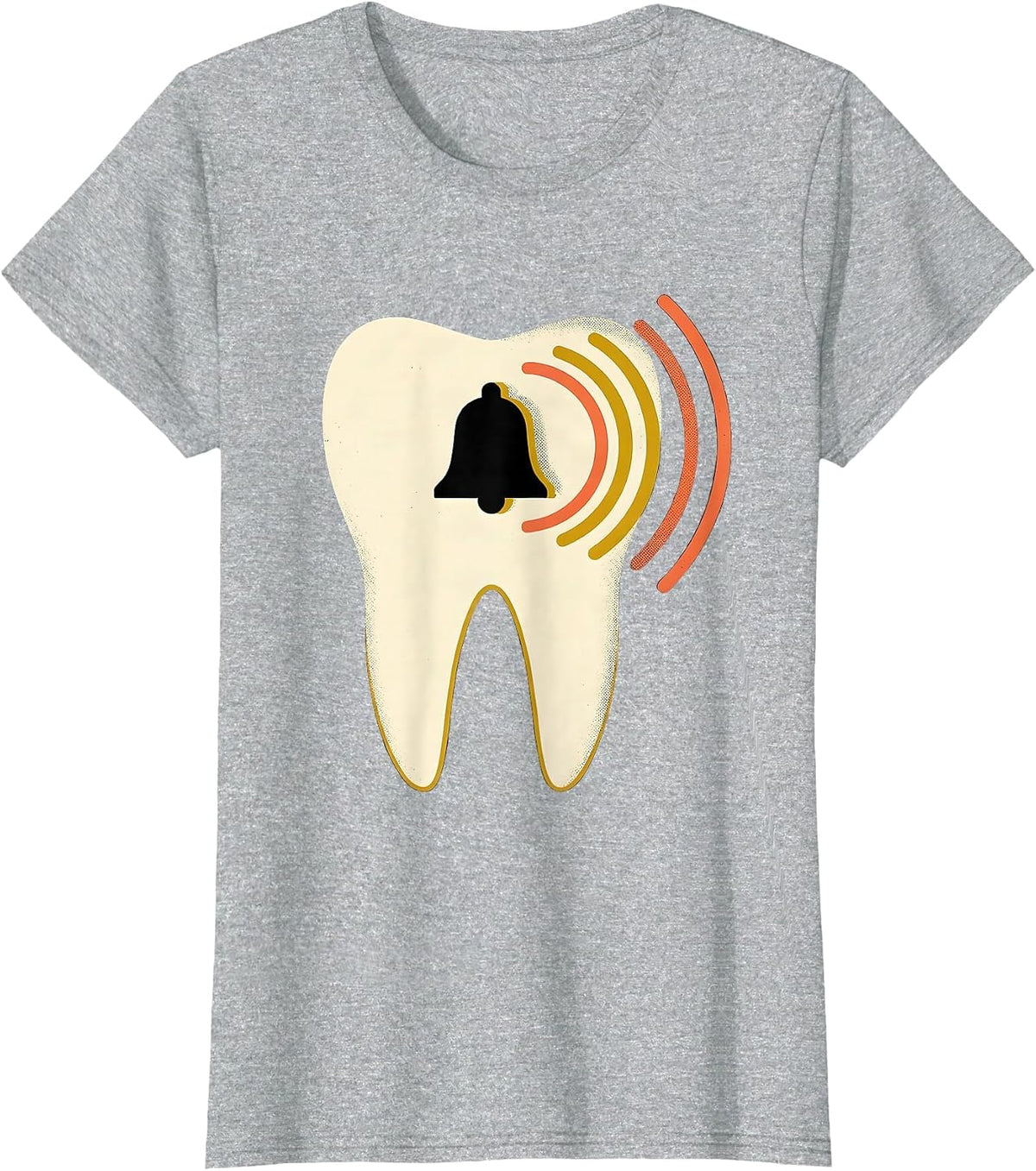 Oversized Tooth Midcentury Modern Dentist Christmas Humor T-Shirt - Heather Grey