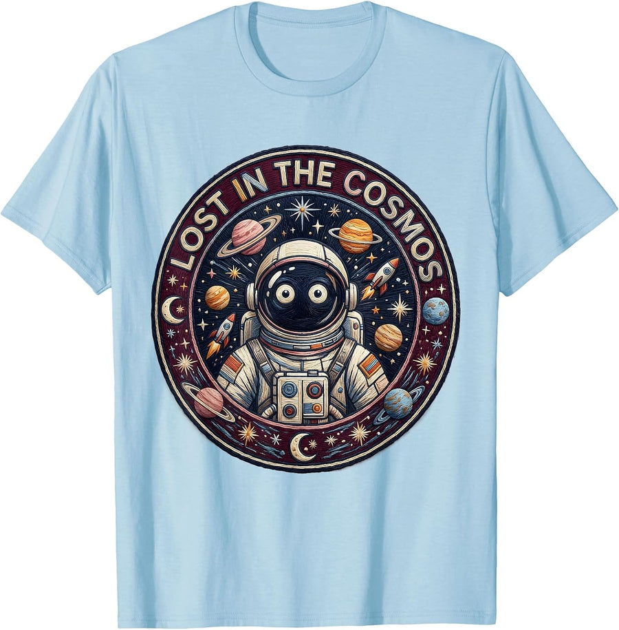 Men's Lost in the Cosmos Galaxy Space Design T-Shirt - Baby Blue