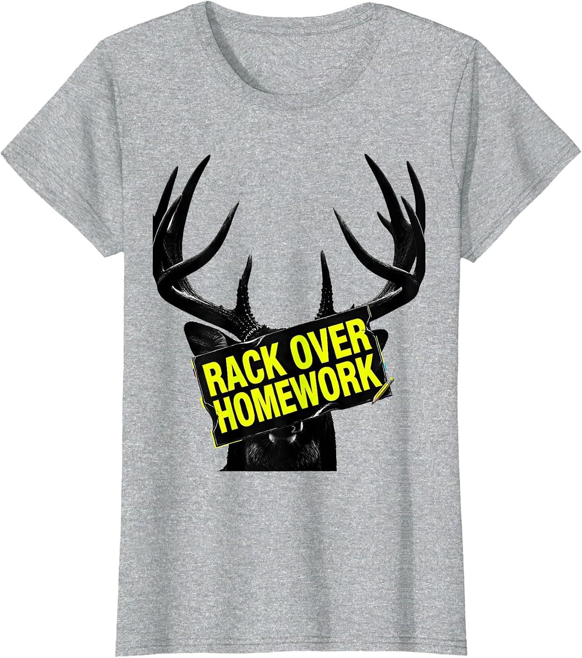 Rack Over Homework Streetwear Funny Deer Hunting Camo Dad T-Shirt - Heather Grey