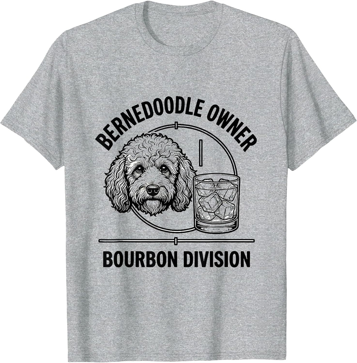 Men's Bernedoodle Owner Bourbon Division Funny Dog Lover Coffee T-Shirt - Heather Grey
