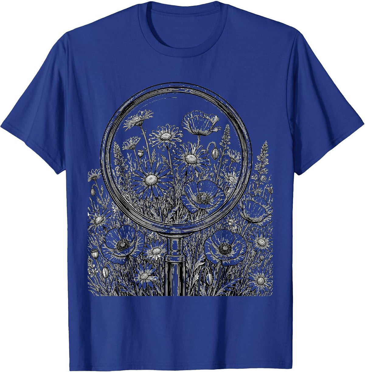 Men's School Counselor Wildflower Magnifying Glass T-Shirt - Royal Blue