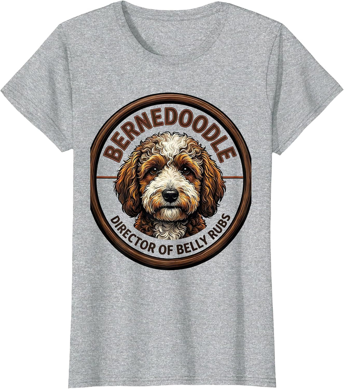Bernedoodle Director of Belly Rubs Funny Dog Mom Dad Breed T-Shirt - Heather Grey