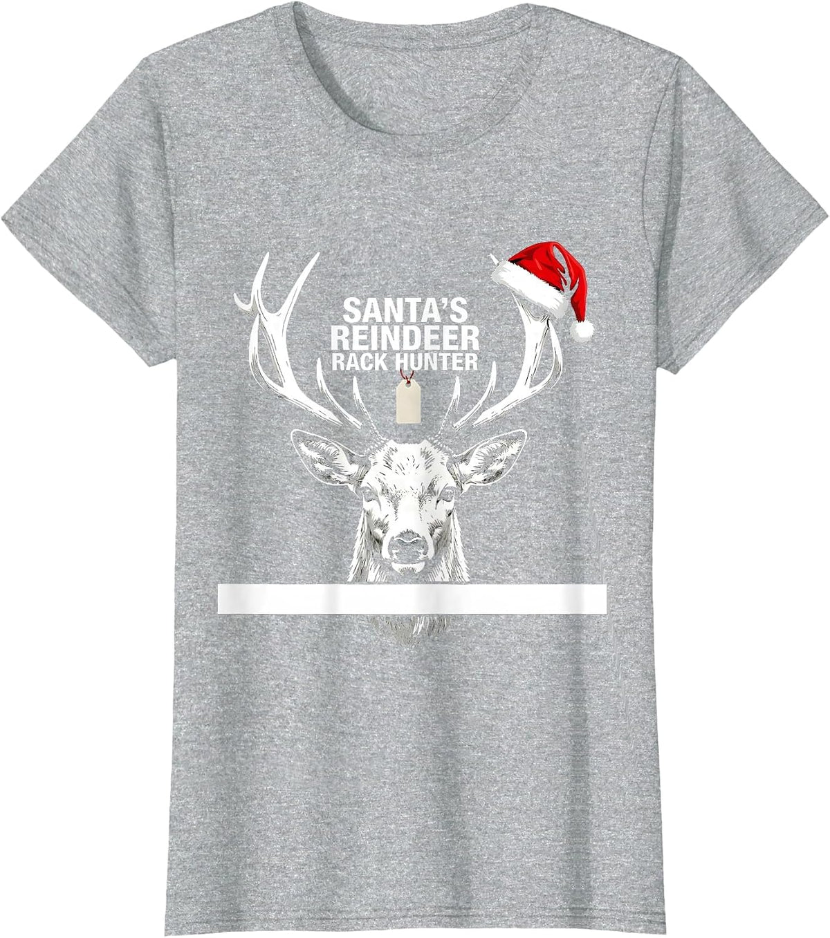 Santa's Reindeer Rack Hunter Funny Christmas Deer Hunter T-Shirt - Heather Grey