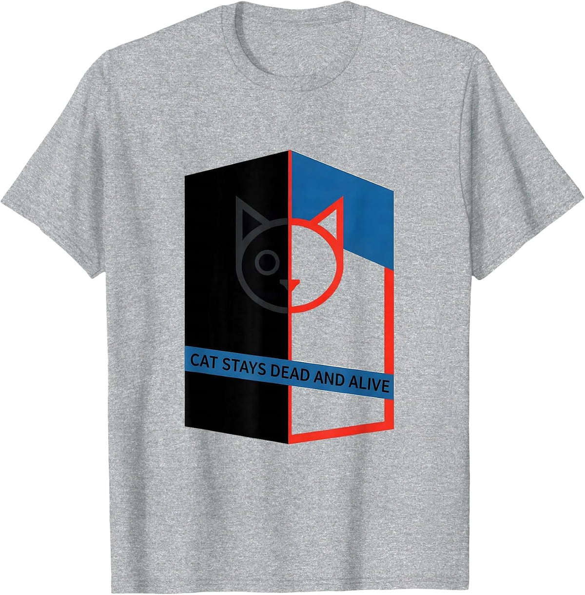 Men's Cat Stays Dead And Alive Bauhaus Modernist Quantum Physics T-Shirt - Heather Grey