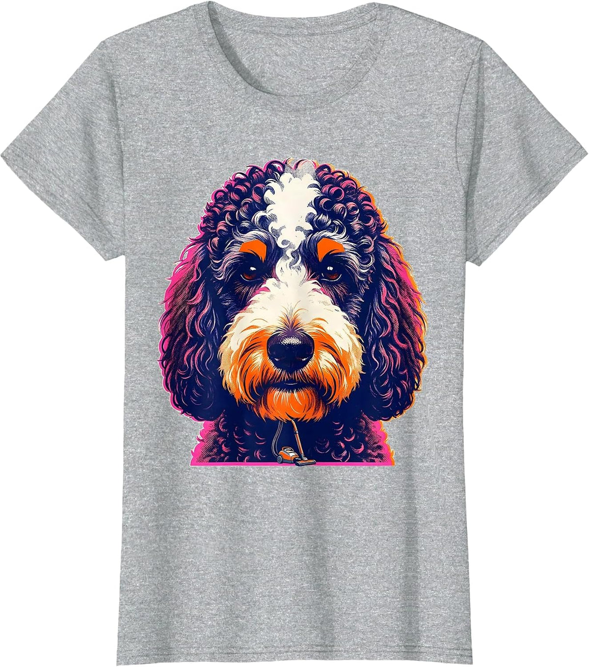 Bernedoodle Risograph Humor Dog Mom Dog Dad T-Shirt - Heather Grey