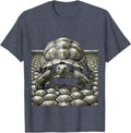 Broad Low Tortoise Woodcut Engraving Funny Pet Lover T-Shirt - Heather Blue