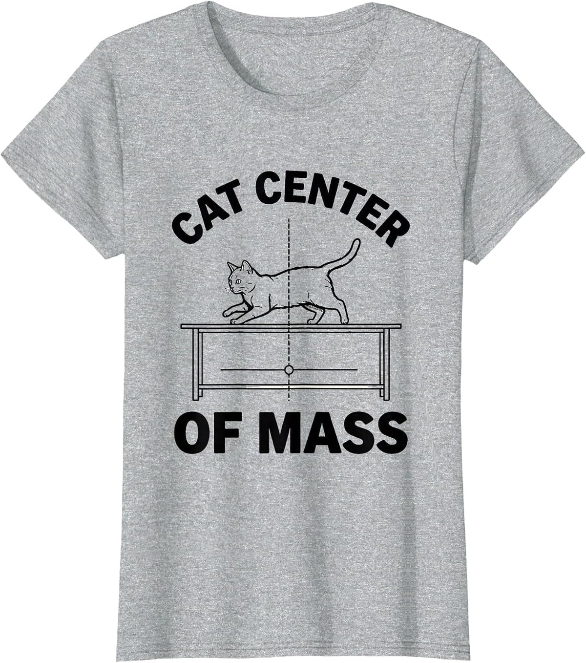 Cat Center Of Mass Funny Cat Science Math Teacher Student T-Shirt - Heather Grey