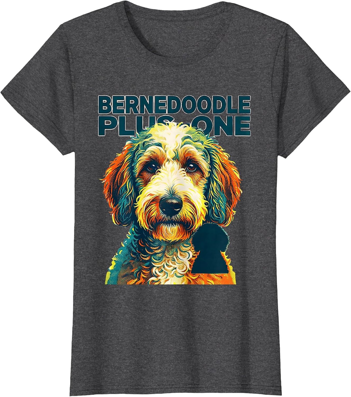 Women's Bernedoodle Plus-One Funny Doodle Breed Owner Dog Mom Dad T-Shirt - Dark Heather Grey