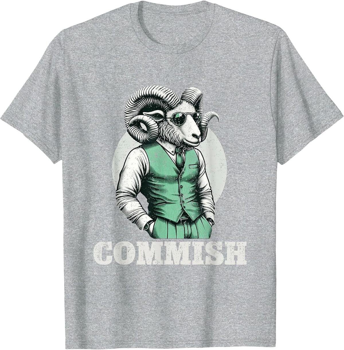 Fantasy Football Commissioner Funny Draft Goat Commish T-Shirt - Heather Grey