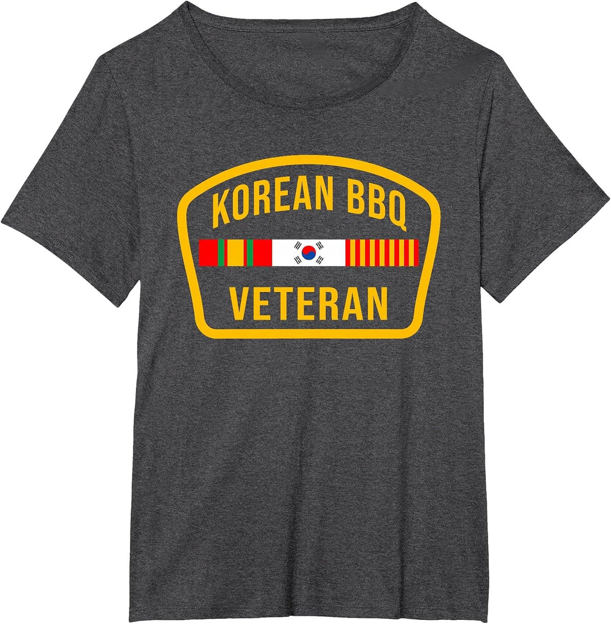 Korean BBQ Veteran Funny Food Lover Gym Cheat Day Military T-Shirt - Dark Heather Grey