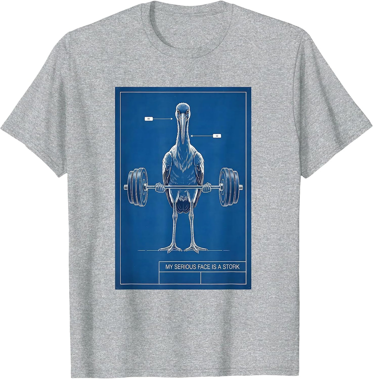 Men's My Serious Face Is A Stork Funny Gym Weightlifting Workout T-Shirt - Heather Grey