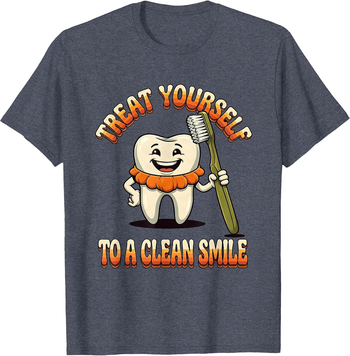 Treat Yourself To A Clean Smile Retro 70s Halloween Dentist T-Shirt - Heather Blue