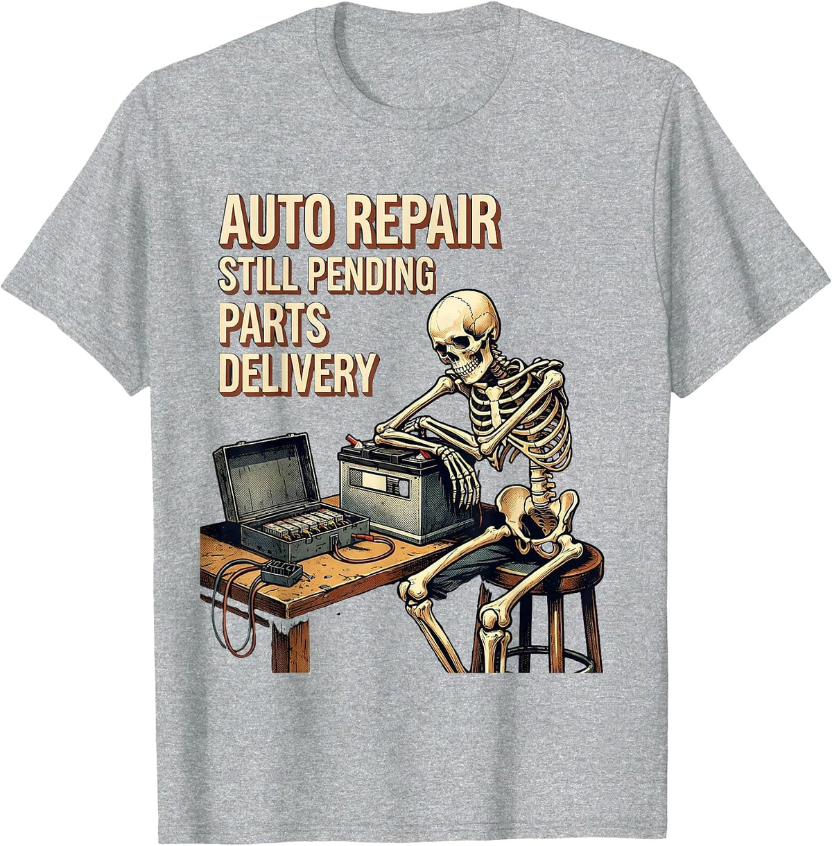 Men's Auto Repair Still Pending Parts Delivery Funny Mechanic T-Shirt - Heather Grey