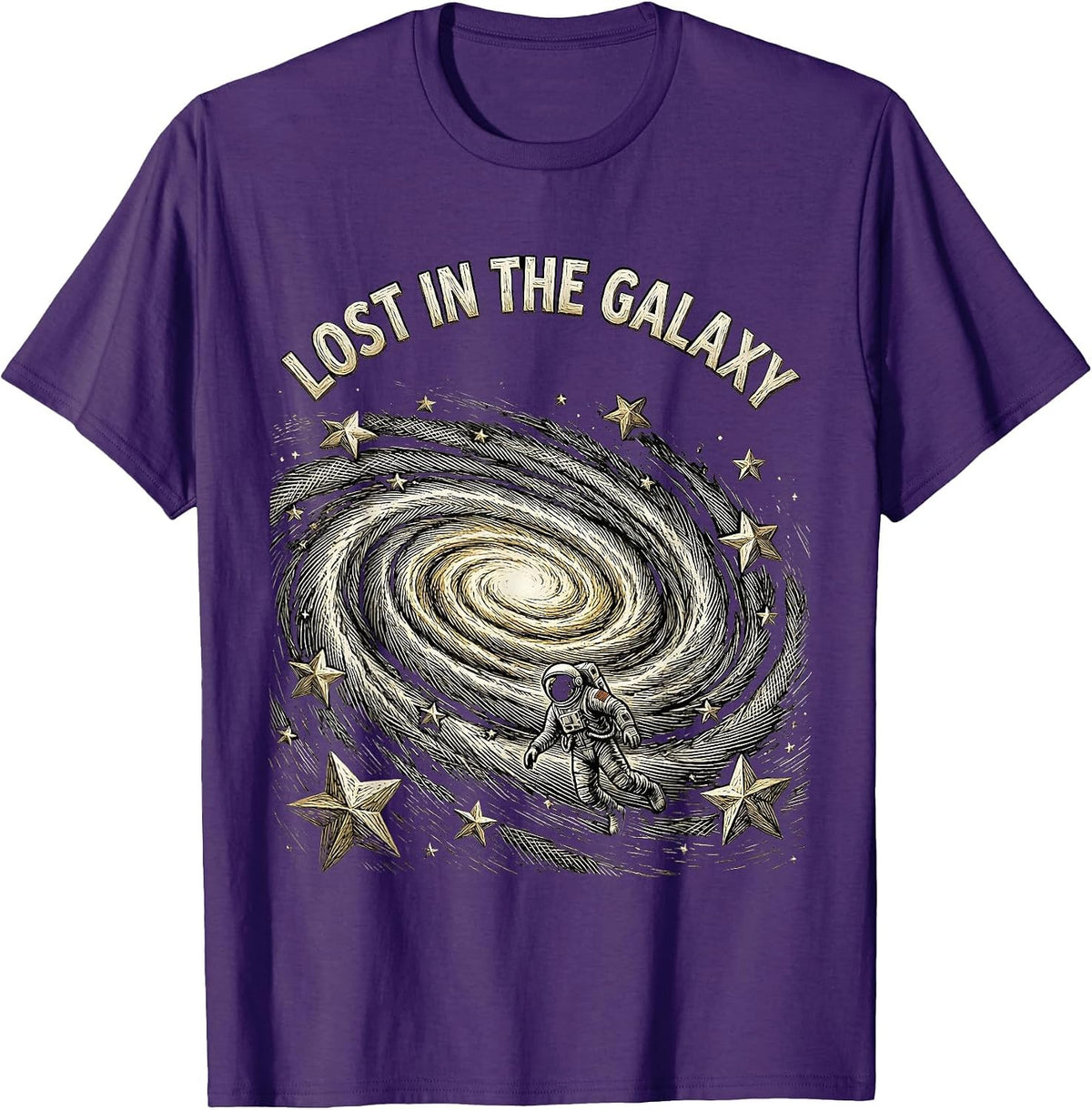 Men's Lost in the Galaxy Cosmic Space Design T-Shirt - Purple