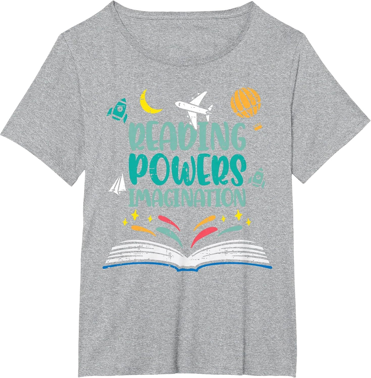 Reading Powers Imagination Cute Teacher Librarian Book Lover T-Shirt - Heather Grey